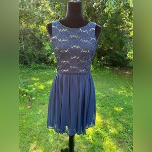 Speechless Navy Sequin Lace Mini Dress